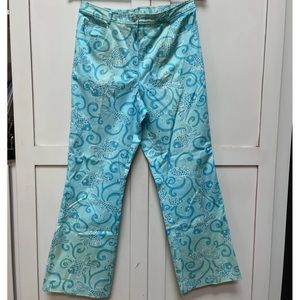 LILLY PULITZER Blue Koi Fish Pants Size 10 EUC